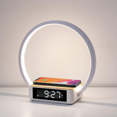 Bedside Table Lamp, Touch Lamp with Alarm Clock with Wireless Charging Wake-up Light
